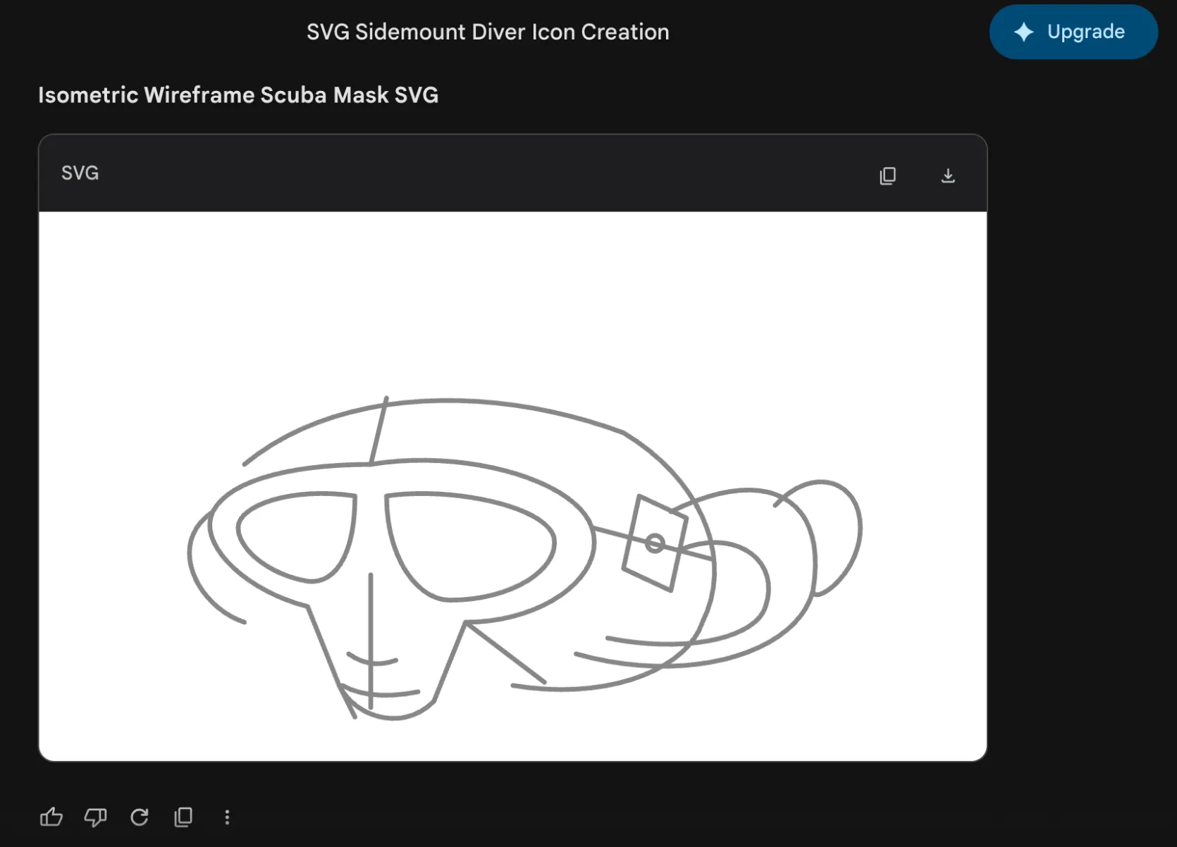 The SVG Gemini returned for that mask: a loose isometric scribble, with extra loops and a small box on one side.